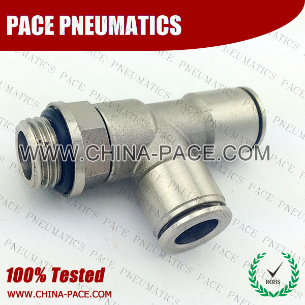 G Thread Male Run Tee All Brass Push In Fittings, Air Fittings, one touch tube fittings, Pneumatic Fitting, Nickel Plated Brass Push in Fittings